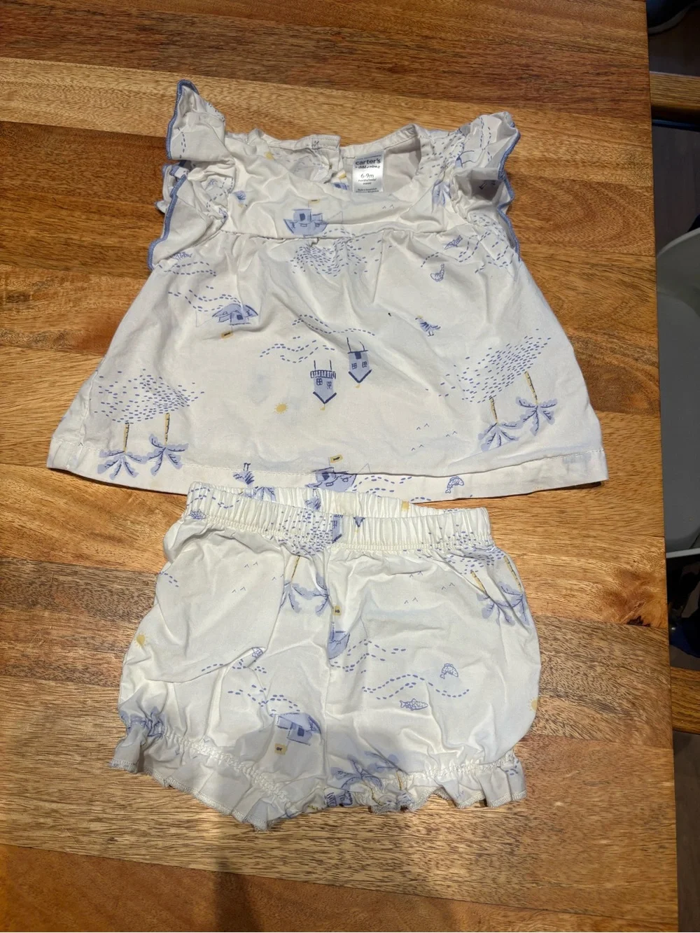Carter’s boat printed dress and bloomer set - size 6-9 months
